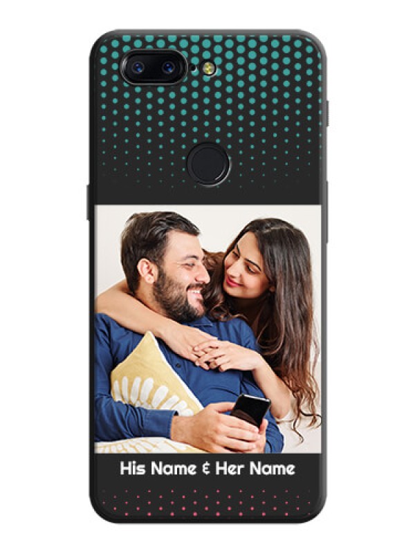 Custom Faded Dots with Grunge Photo Frame and Text on Space Black Custom Soft Matte Phone Cases - OnePlus 5T