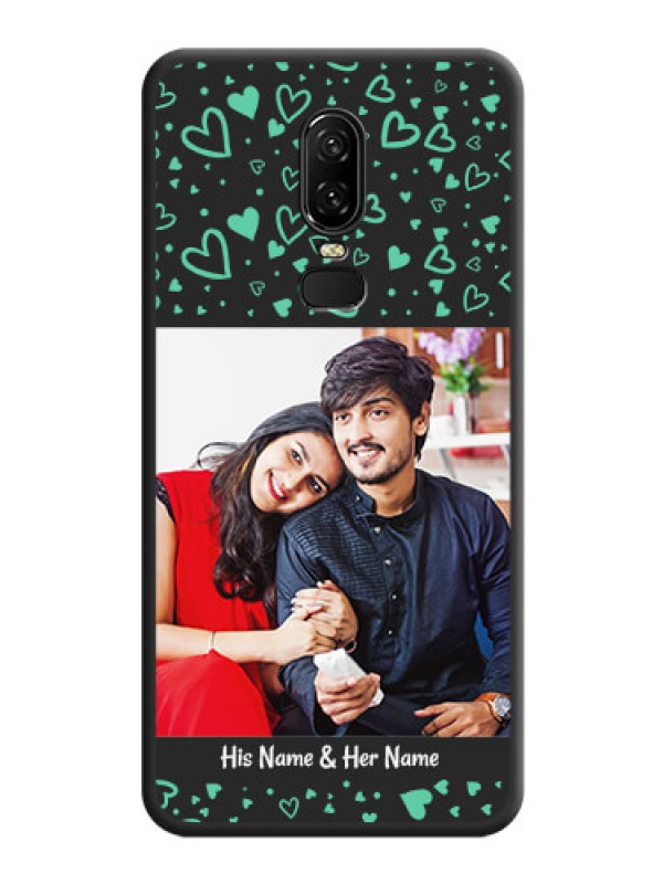 Custom Sea Green Indefinite Love Pattern - Photo on Space Black Soft Matte Mobile Cover - OnePlus 6