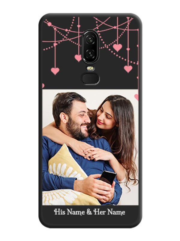 Custom Pink Love Hangings with Text on Space Black Custom Soft Matte Back Cover - OnePlus 6