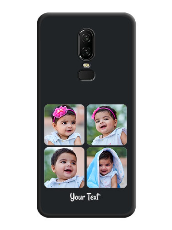 Custom Floral Art with 6 Image Holder - Photo on Space Black Soft Matte Mobile Case - OnePlus 6