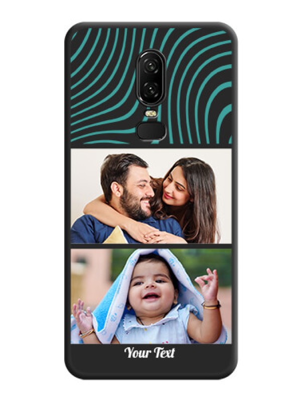 Custom Wave Pattern with 2 Image Holder on Space Black Personalized Soft Matte Phone Covers - OnePlus 6