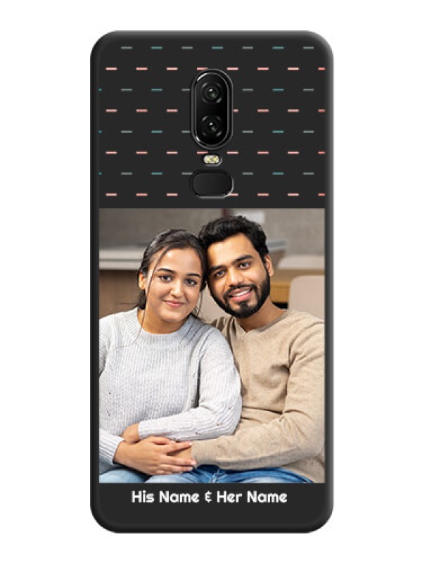 Custom Line Pattern Design with Text on Space Black Custom Soft Matte Phone Back Cover - OnePlus 6