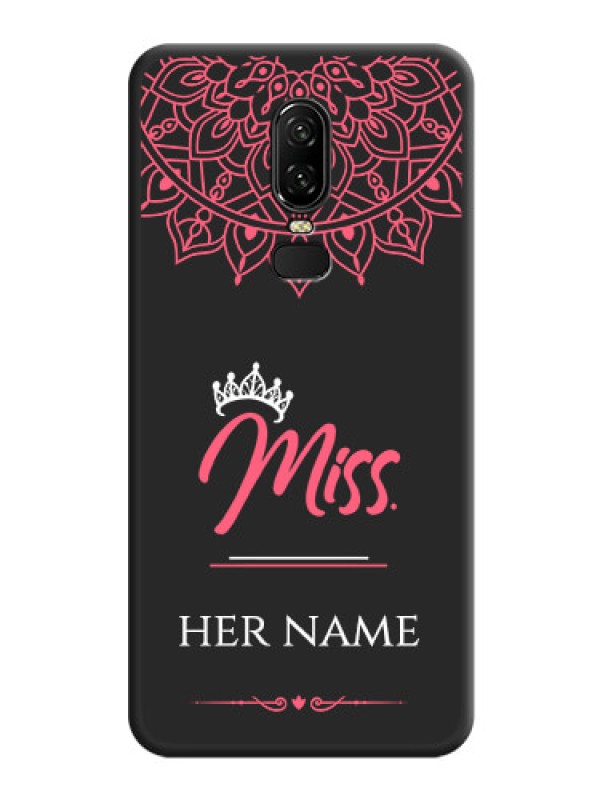Custom Mrs Name with Floral Design on Space Black Personalized Soft Matte Phone Covers - OnePlus 6