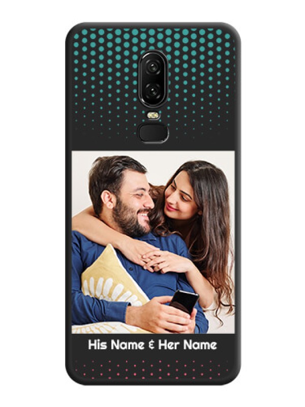 Custom Faded Dots with Grunge Photo Frame and Text on Space Black Custom Soft Matte Phone Cases - OnePlus 6