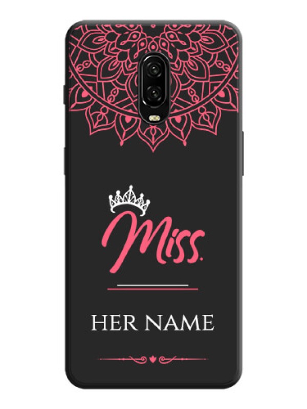 Custom Mrs Name with Floral Design on Space Black Personalized Soft Matte Phone Covers - OnePlus 6T