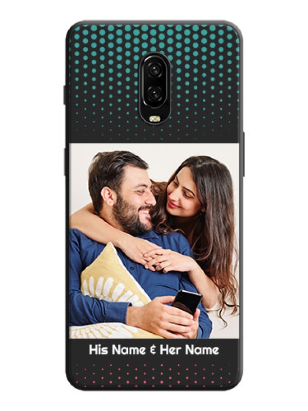 Custom Faded Dots with Grunge Photo Frame and Text on Space Black Custom Soft Matte Phone Cases - OnePlus 6T