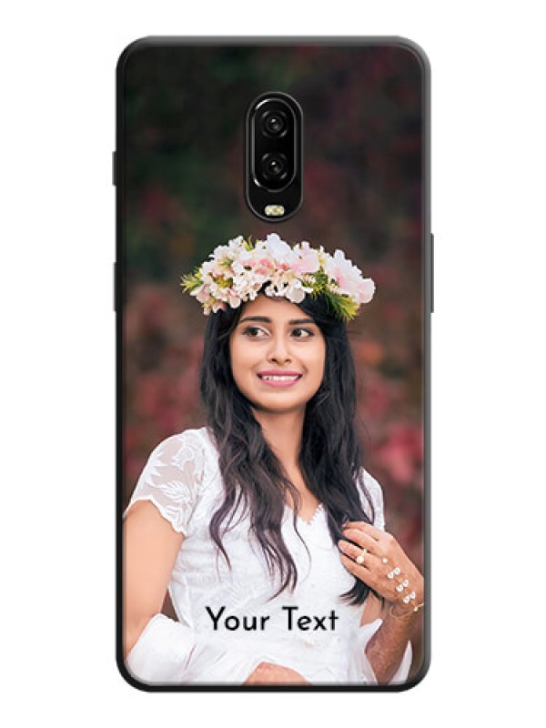 Custom Full Single Pic Upload With Text On Space Black Personalized Soft Matte Phone Covers -Oneplus 6T