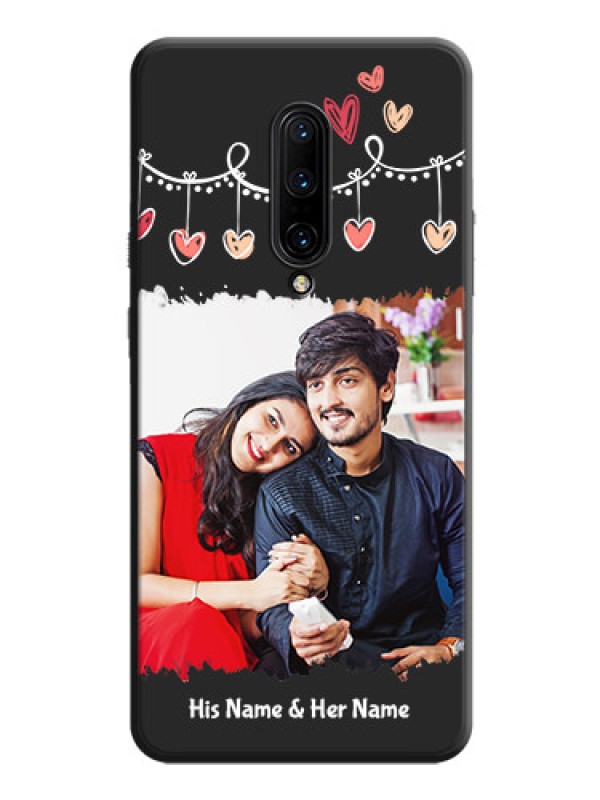 Custom Pink Love Hangings with Name on Space Black Custom Soft Matte Phone Cases - OnePlus 7 Pro