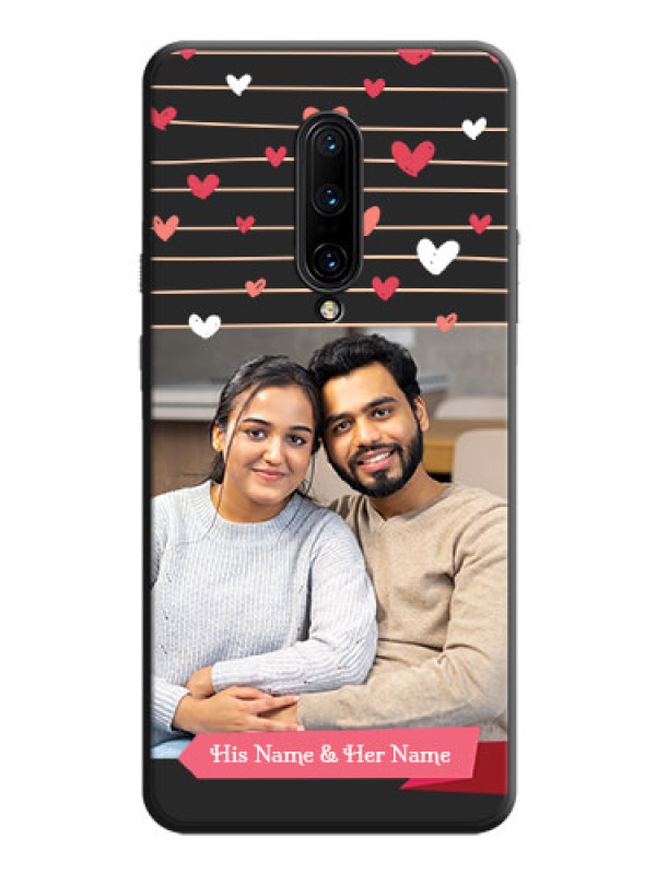Custom Love Pattern with Name on Pink Ribbon  - Photo on Space Black Soft Matte Back Cover - OnePlus 7 Pro
