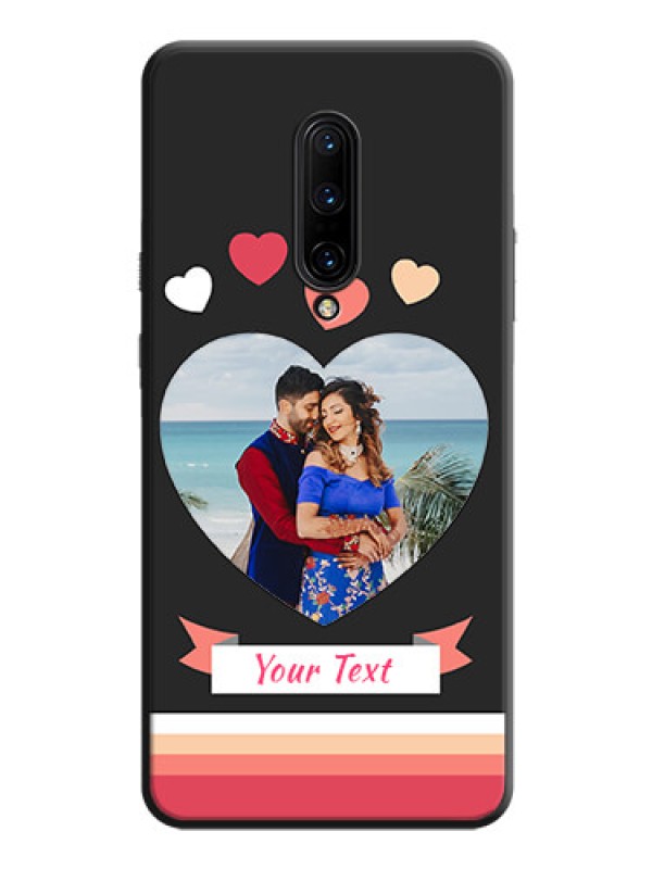 Custom Love Shaped Photo with Colorful Stripes on Personalised Space Black Soft Matte Cases - OnePlus 7 Pro