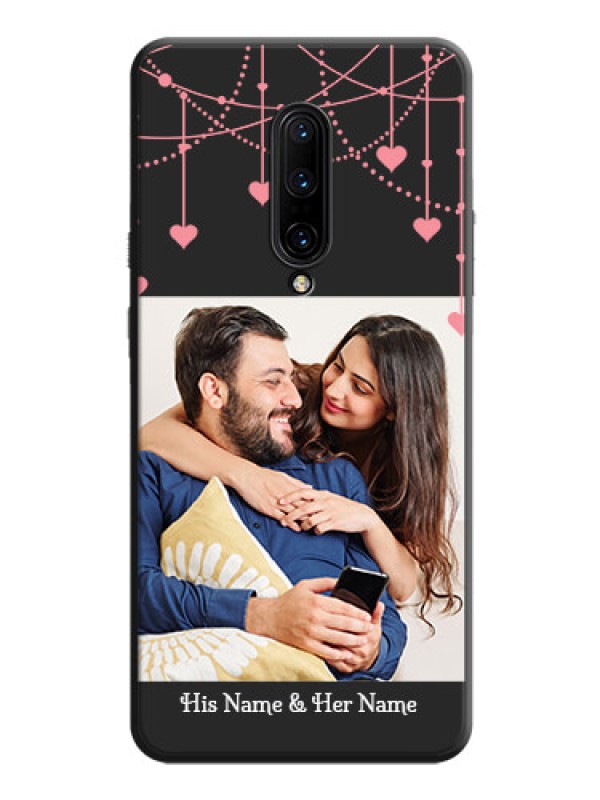 Custom Pink Love Hangings with Text on Space Black Custom Soft Matte Back Cover - OnePlus 7 Pro