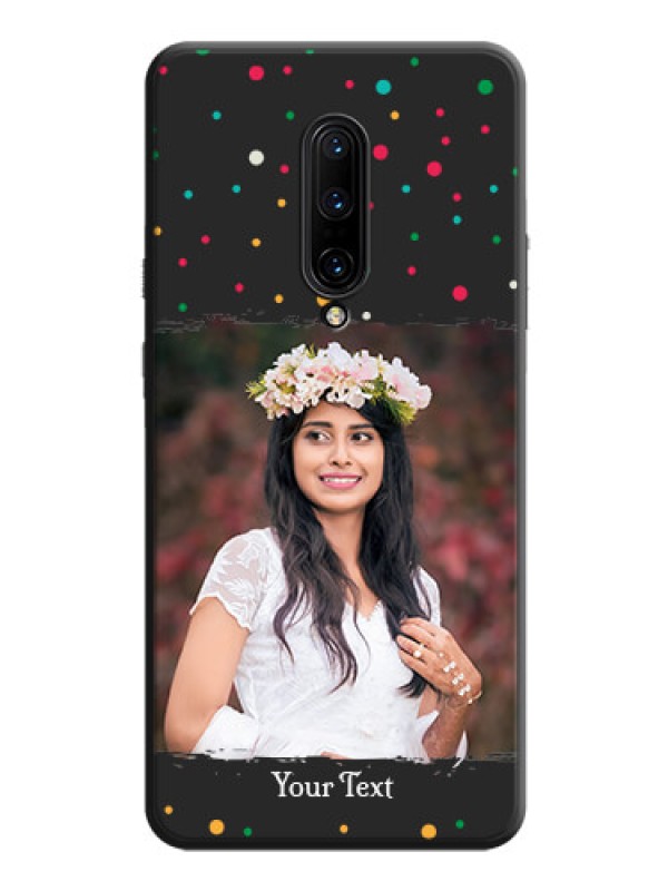 Custom Multicolor Dotted Pattern with Text on Space Black Custom Soft Matte Phone Back Cover - OnePlus 7 Pro