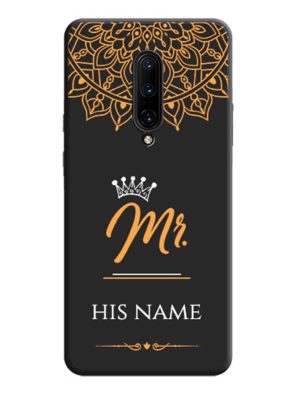 Custom Mr Name with Floral Design  on Personalised Space Black Soft Matte Cases - OnePlus 7 Pro
