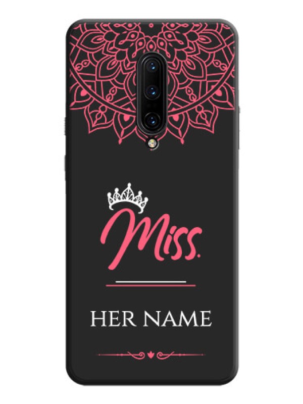 Custom Mrs Name with Floral Design on Space Black Personalized Soft Matte Phone Covers - OnePlus 7 Pro