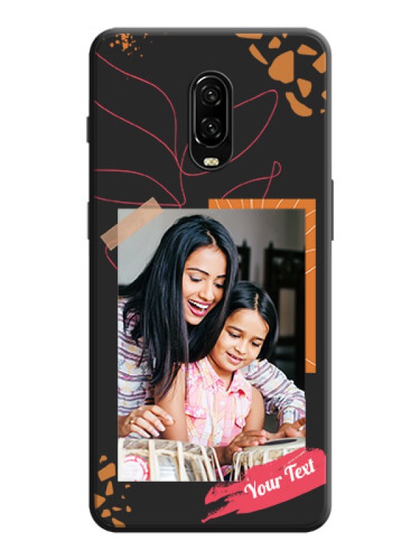 Custom Orange Photo Frame on Space Black Custom Soft Matte Phone Back Cover - OnePlus 7