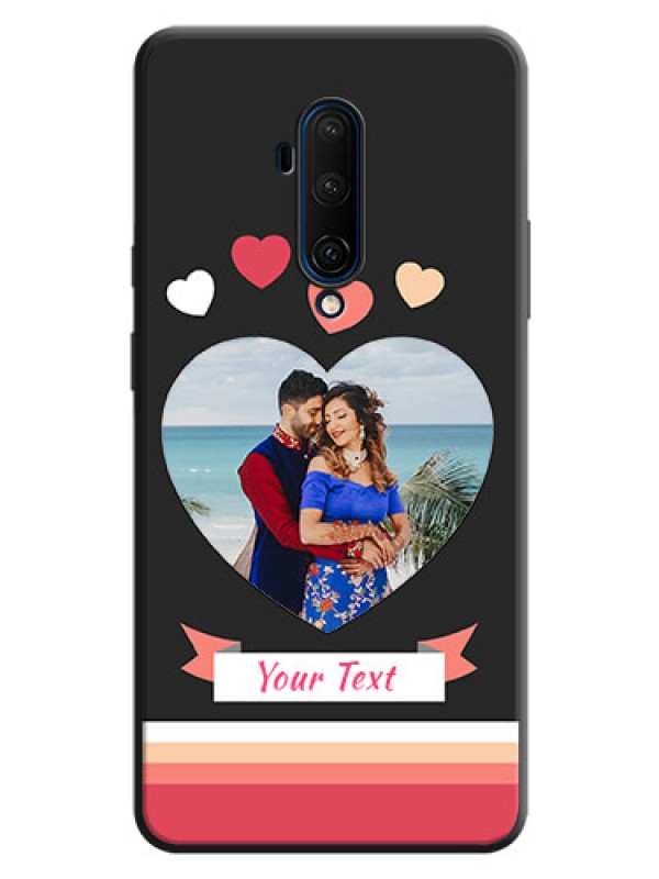 Custom Love Shaped Photo with Colorful Stripes on Personalised Space Black Soft Matte Cases - OnePlus 7T Pro
