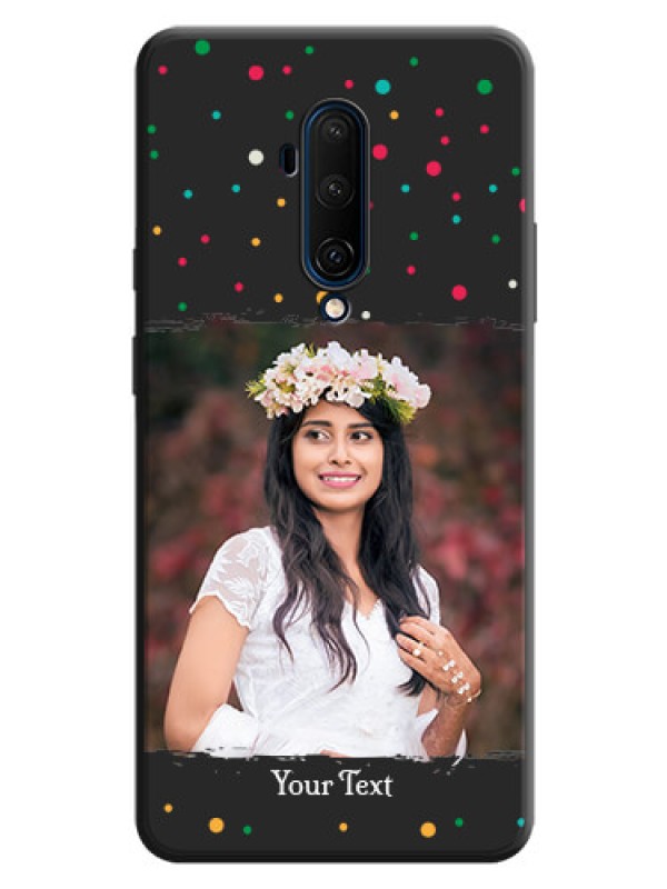 Custom Multicolor Dotted Pattern with Text on Space Black Custom Soft Matte Phone Back Cover - OnePlus 7T Pro