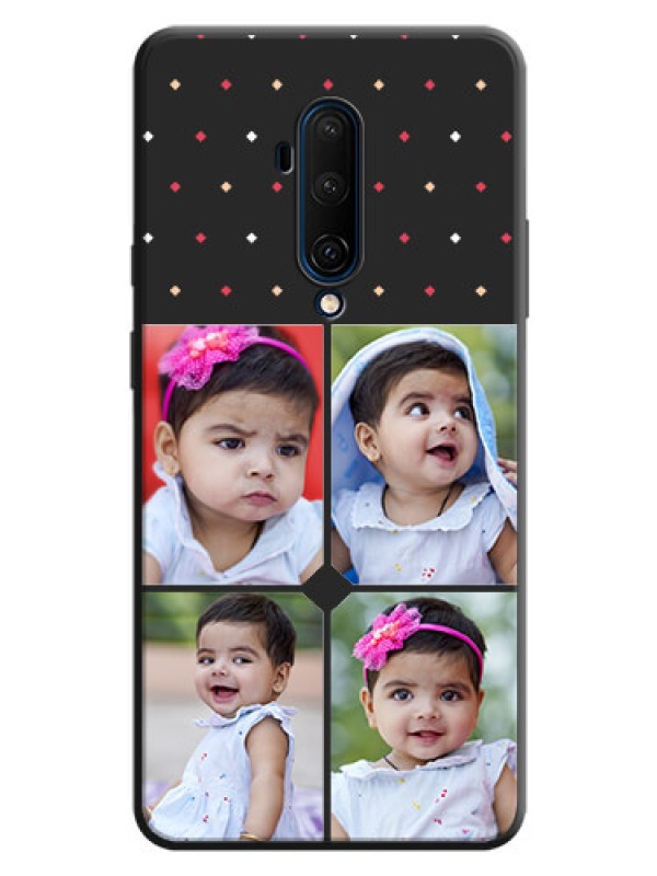 Custom Multicolor Dotted Pattern with 4 Image Holder on Space Black Custom Soft Matte Phone Cases - OnePlus 7T Pro