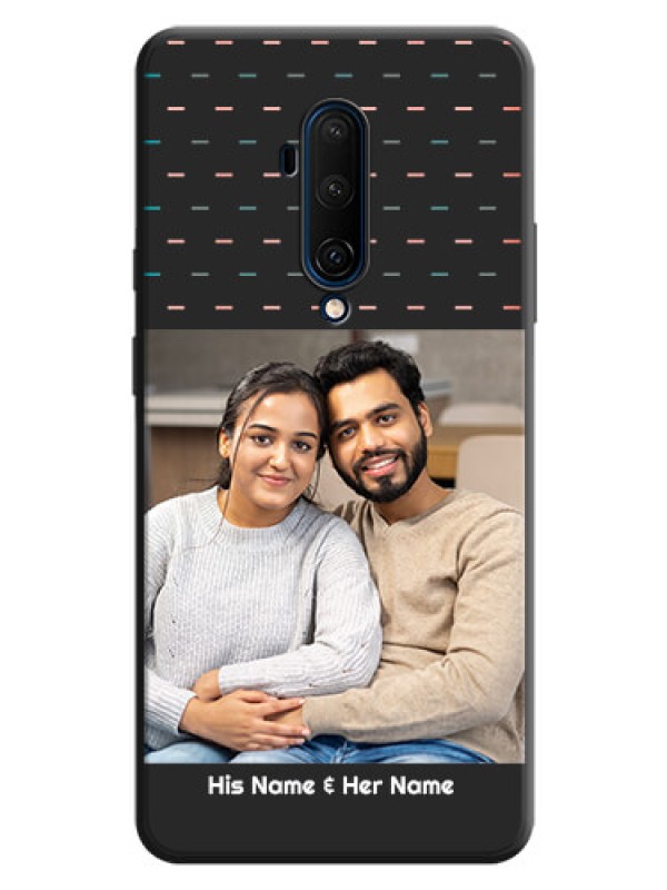 Custom Line Pattern Design with Text on Space Black Custom Soft Matte Phone Back Cover - OnePlus 7T Pro