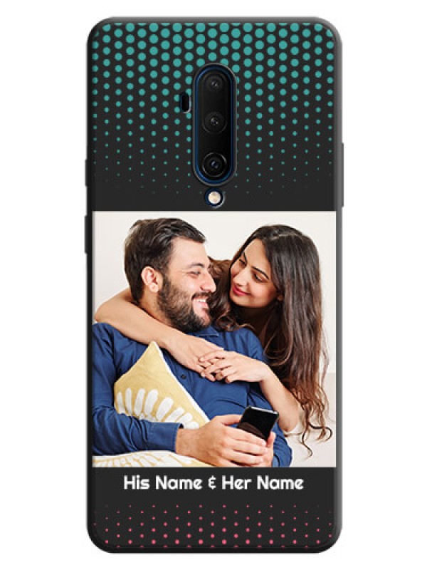 Custom Faded Dots with Grunge Photo Frame and Text on Space Black Custom Soft Matte Phone Cases - OnePlus 7T Pro