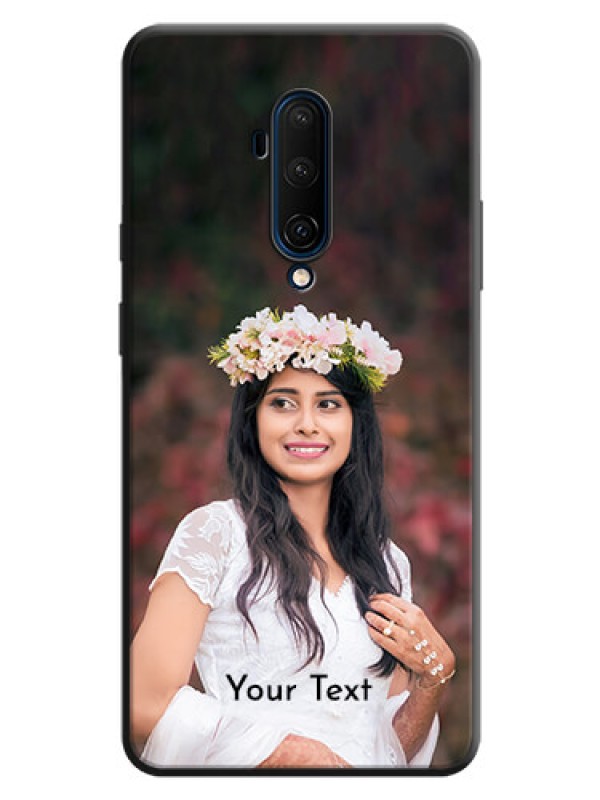 Custom Full Single Pic Upload With Text On Space Black Personalized Soft Matte Phone Covers -Oneplus 7T Pro