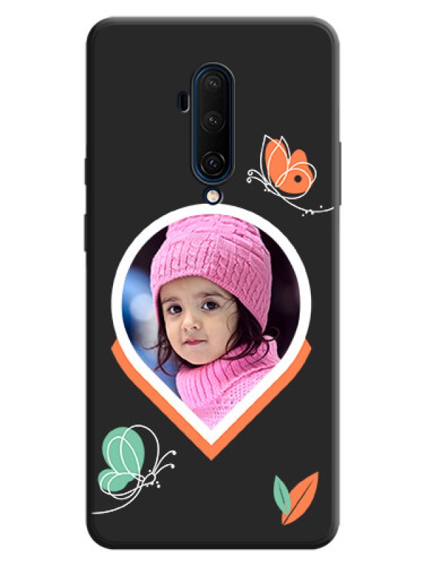 Custom Upload Pic With Simple Butterly Design On Space Black Personalized Soft Matte Phone Covers -Oneplus 7T Pro
