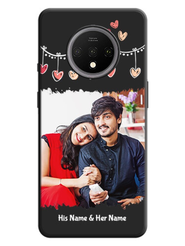 Custom Pink Love Hangings with Name on Space Black Custom Soft Matte Phone Cases - OnePlus 7T