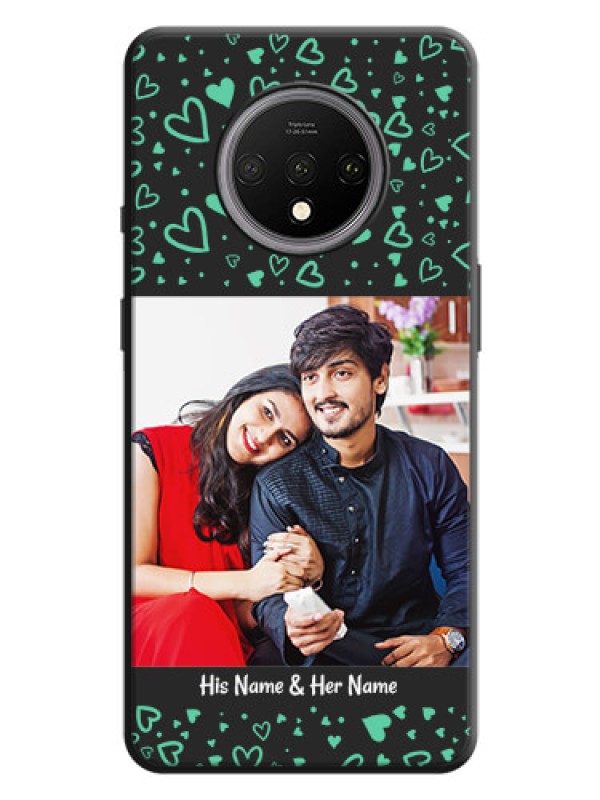 Custom Sea Green Indefinite Love Pattern - Photo on Space Black Soft Matte Mobile Cover - OnePlus 7T