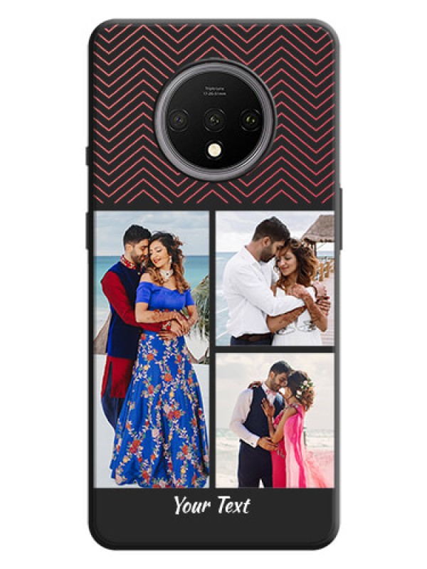 Custom Wave Pattern with 3 Image Holder on Space Black Custom Soft Matte Back Cover - OnePlus 7T