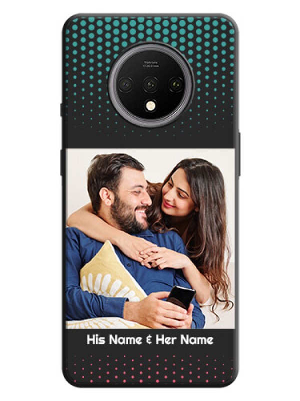Custom Faded Dots with Grunge Photo Frame and Text on Space Black Custom Soft Matte Phone Cases - OnePlus 7T