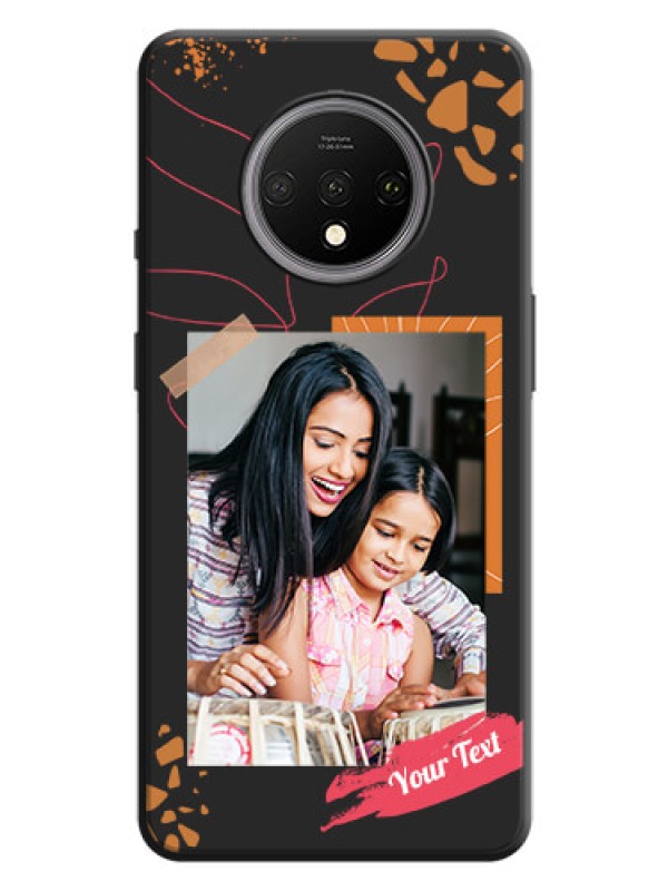 Custom Orange Photo Frame on Space Black Custom Soft Matte Phone Back Cover - OnePlus 7T
