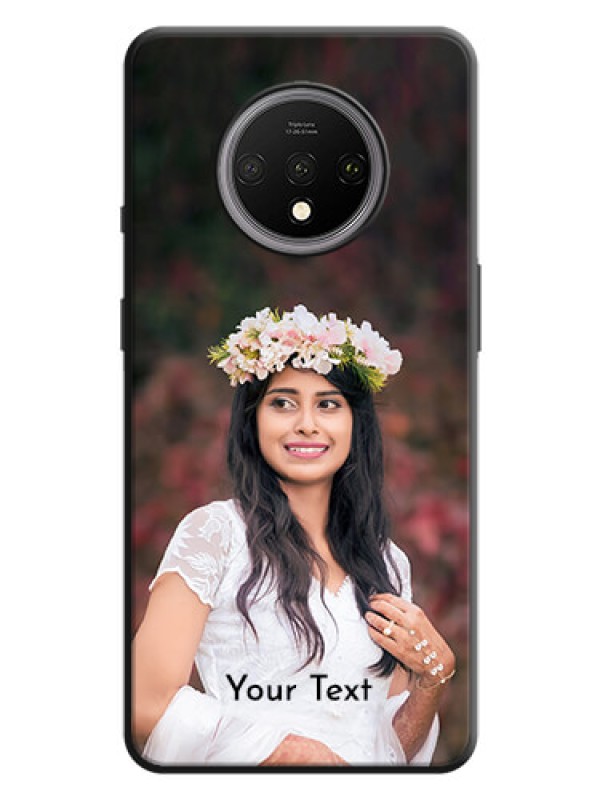 Custom Full Single Pic Upload With Text On Space Black Personalized Soft Matte Phone Covers -Oneplus 7T