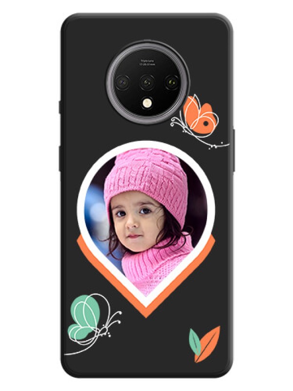 Custom Upload Pic With Simple Butterly Design On Space Black Personalized Soft Matte Phone Covers -Oneplus 7T