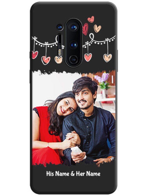 Custom Pink Love Hangings with Name on Space Black Custom Soft Matte Phone Cases - OnePlus 8 Pro