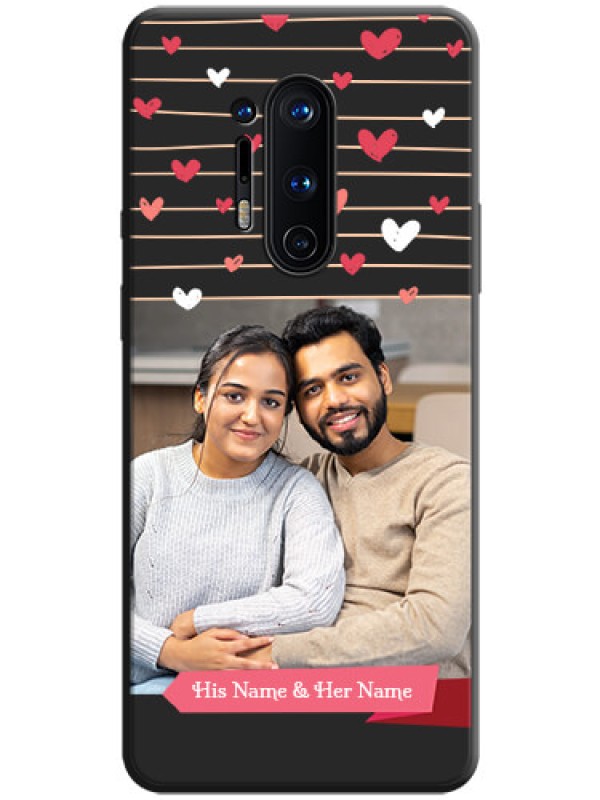 Custom Love Pattern with Name on Pink Ribbon  - Photo on Space Black Soft Matte Back Cover - OnePlus 8 Pro