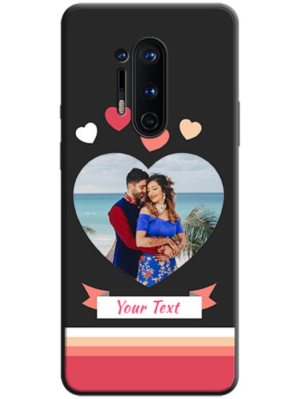 Custom Love Shaped Photo with Colorful Stripes on Personalised Space Black Soft Matte Cases - OnePlus 8 Pro