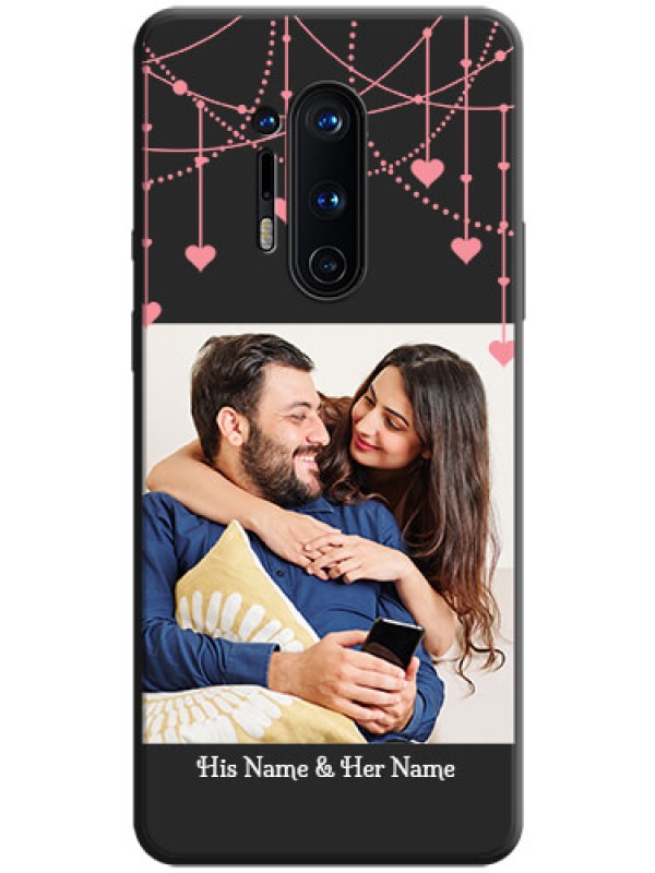 Custom Pink Love Hangings with Text on Space Black Custom Soft Matte Back Cover - OnePlus 8 Pro