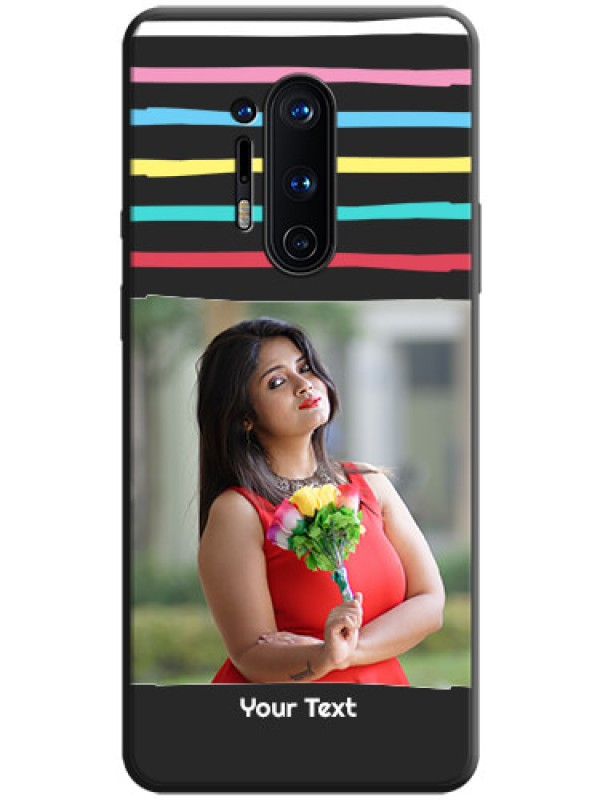 Custom Multicolor Lines with Image on Space Black Personalized Soft Matte Phone Covers - OnePlus 8 Pro
