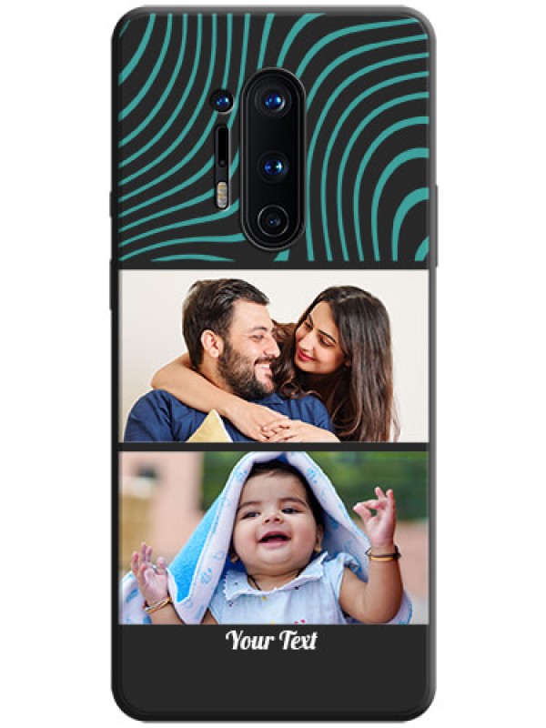 Custom Wave Pattern with 2 Image Holder on Space Black Personalized Soft Matte Phone Covers - OnePlus 8 Pro