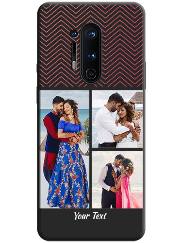 Custom Wave Pattern with 3 Image Holder on Space Black Custom Soft Matte Back Cover - OnePlus 8 Pro