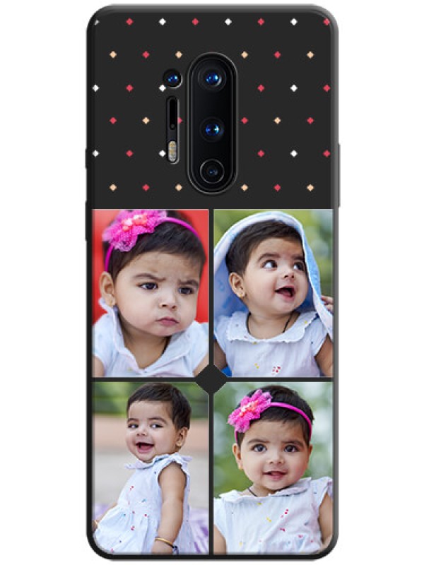 Custom Multicolor Dotted Pattern with 4 Image Holder on Space Black Custom Soft Matte Phone Cases - OnePlus 8 Pro