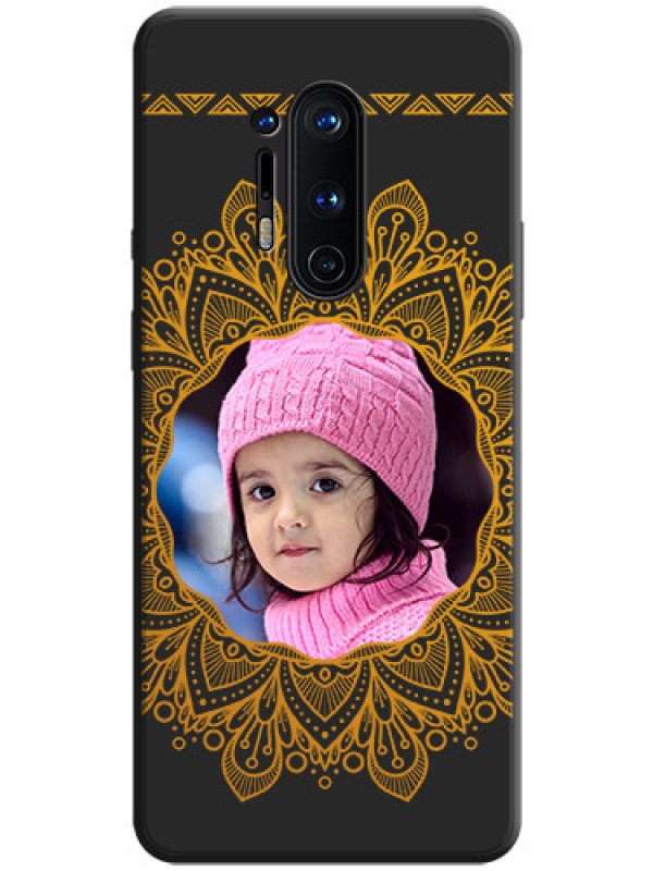 Custom Round Image with Floral Design - Photo on Space Black Soft Matte Mobile Cover - OnePlus 8 Pro