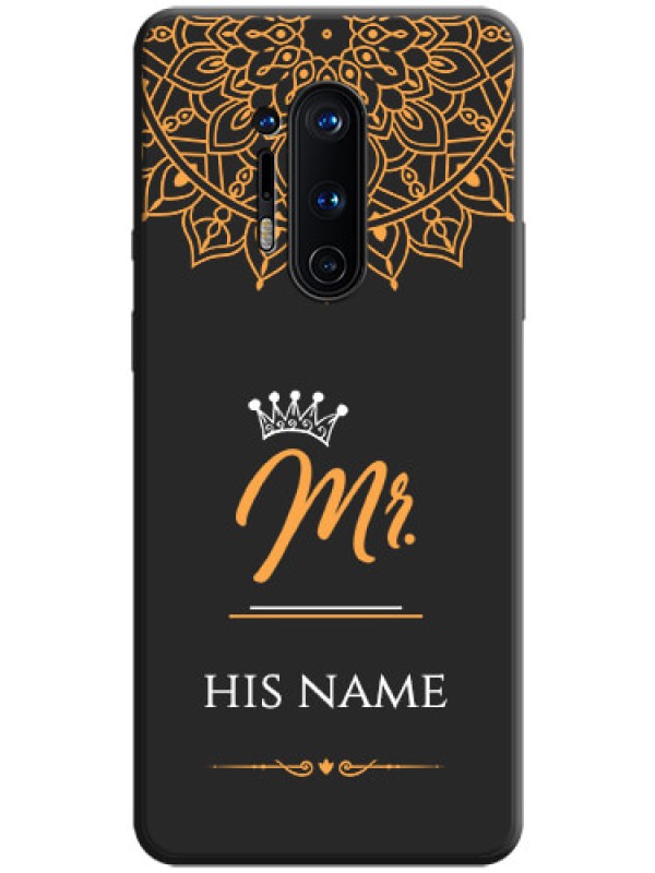 Custom Mr Name with Floral Design  on Personalised Space Black Soft Matte Cases - OnePlus 8 Pro
