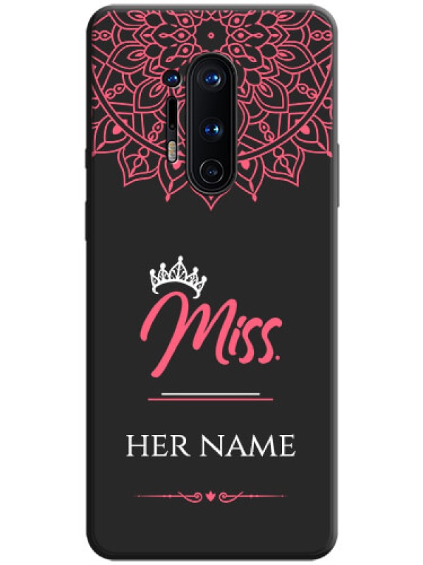 Custom Mrs Name with Floral Design on Space Black Personalized Soft Matte Phone Covers - OnePlus 8 Pro