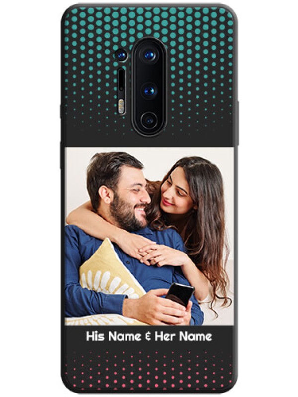Custom Faded Dots with Grunge Photo Frame and Text on Space Black Custom Soft Matte Phone Cases - OnePlus 8 Pro