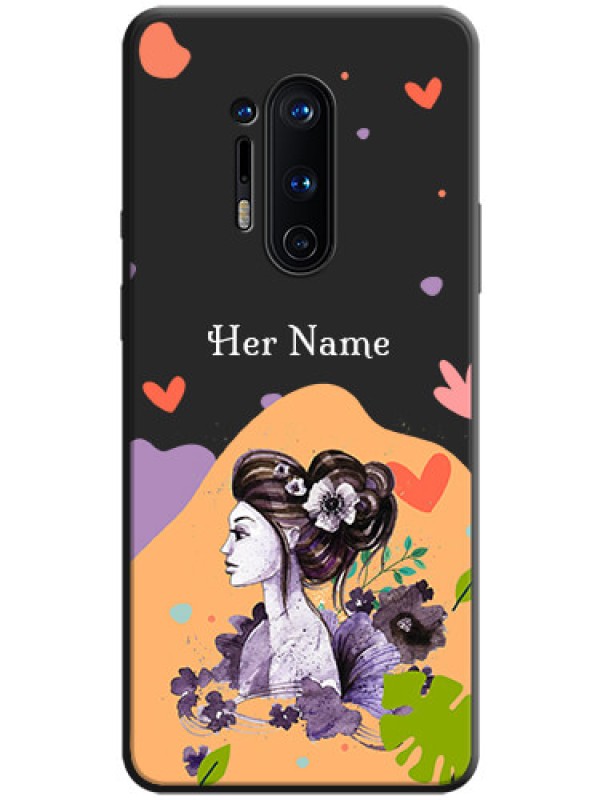 Custom Namecase For Her With Fancy Lady Image On Space Black Personalized Soft Matte Phone Covers -Oneplus 8 Pro