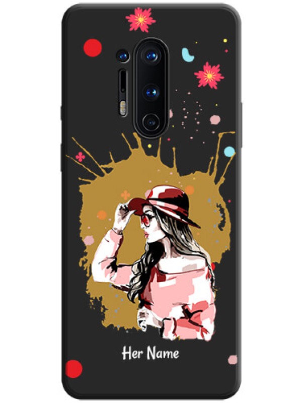 Custom Mordern Lady With Color Splash Background With Custom Text On Space Black Personalized Soft Matte Phone Covers -Oneplus 8 Pro