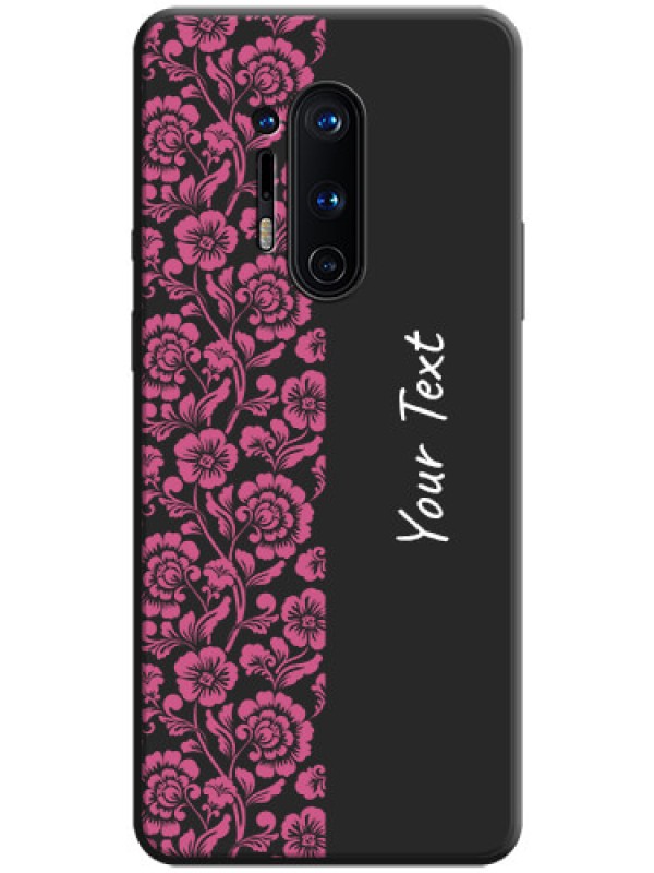 Custom Pink Floral Pattern Design With Custom Text On Space Black Personalized Soft Matte Phone Covers -Oneplus 8 Pro
