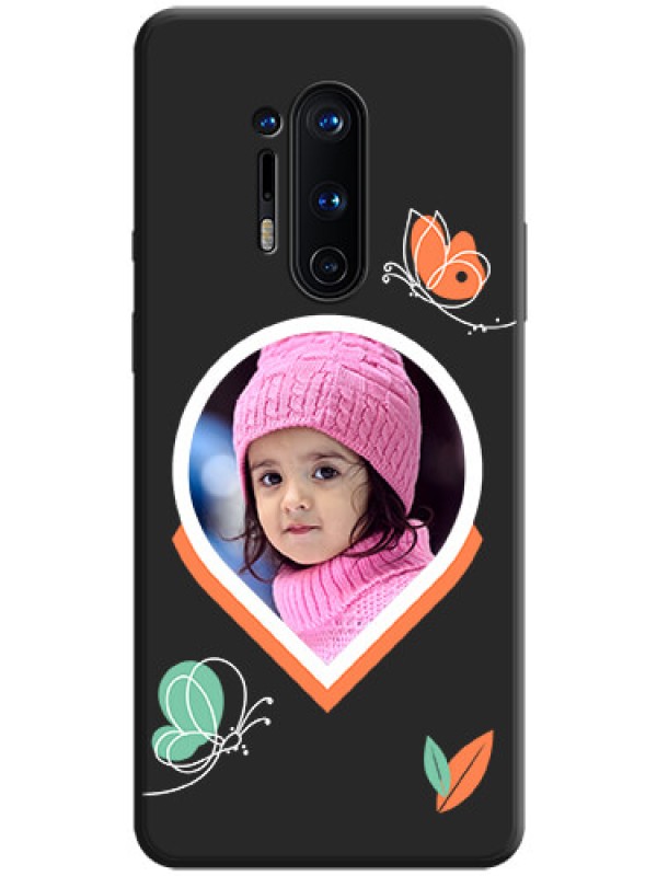 Custom Upload Pic With Simple Butterly Design On Space Black Personalized Soft Matte Phone Covers -Oneplus 8 Pro