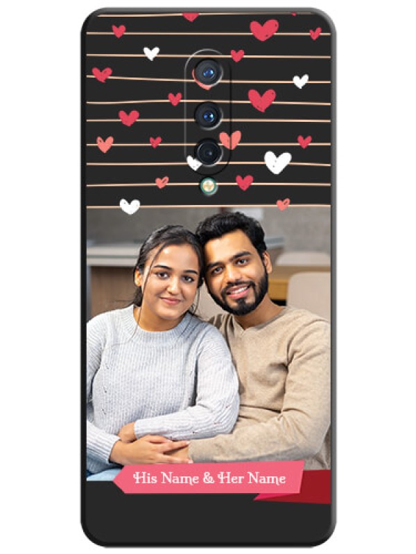 Custom Love Pattern with Name on Pink Ribbon  - Photo on Space Black Soft Matte Back Cover - OnePlus 8